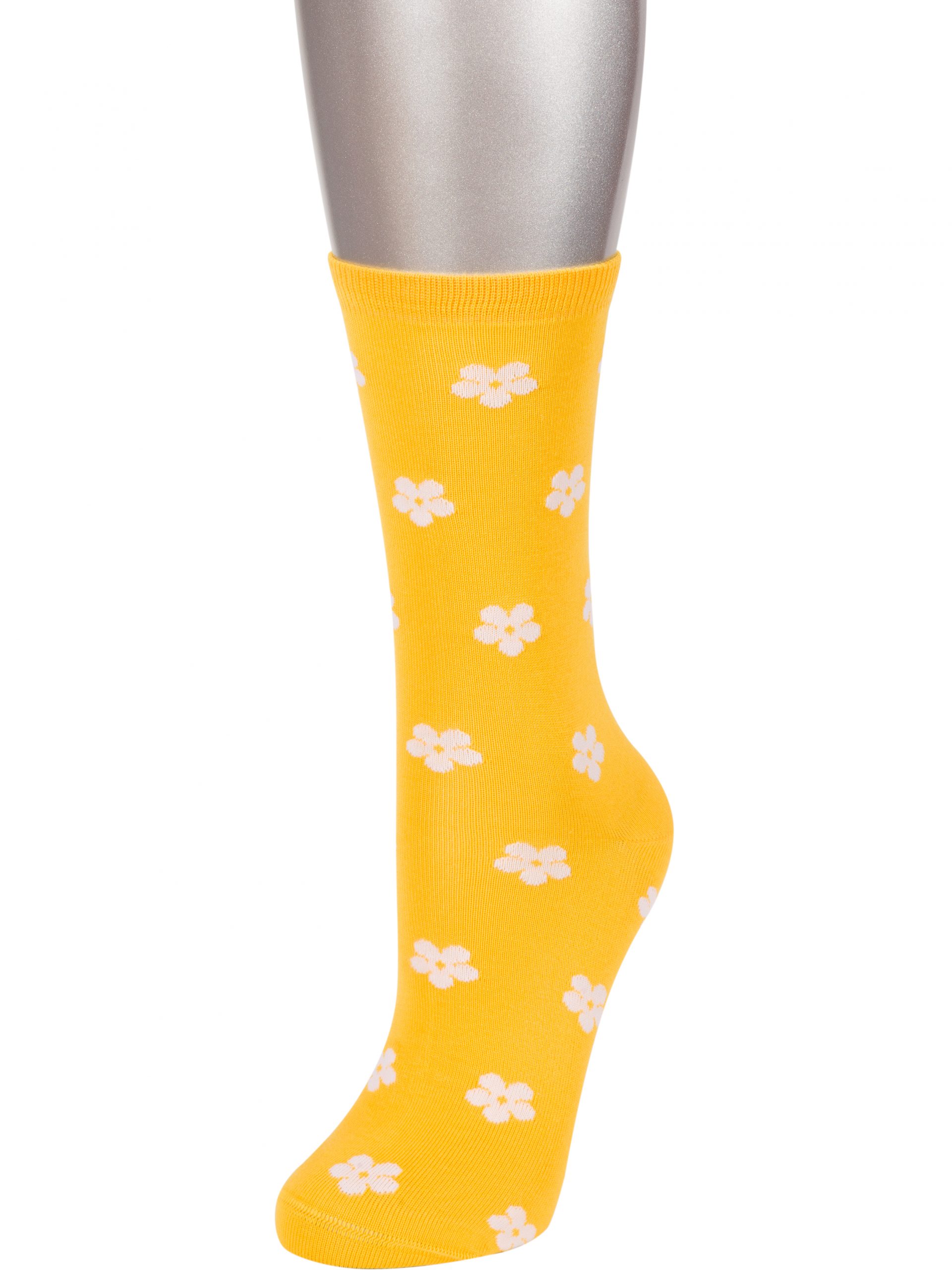 желтые носки с ромашками